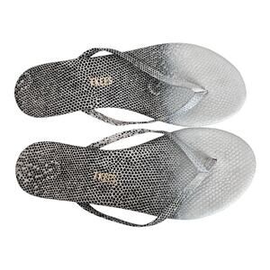 Tkees Ombré White & Grey Snake print Flip Flops Sandals Size 6